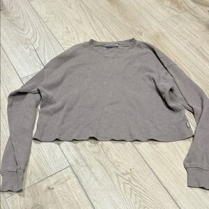 Aritzia Taupe Long Sleeve Crop Top